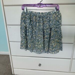 Altar'd State Sage Floral Tiered Mini Skirt